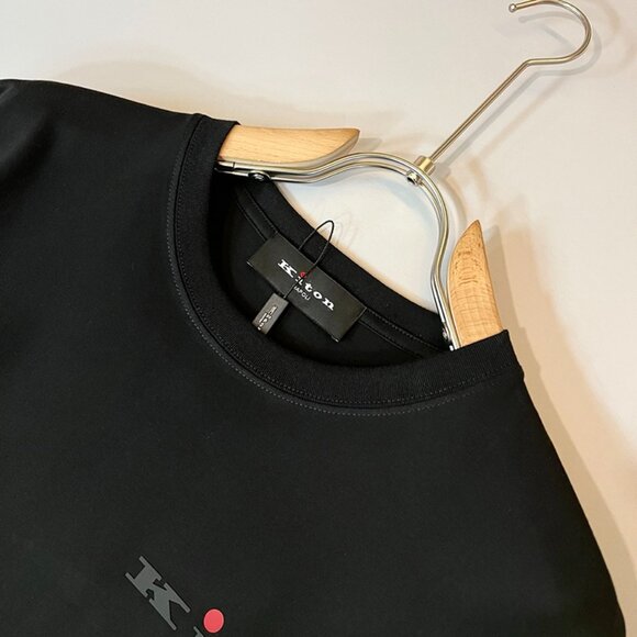 Kiton Black Printed Crew Neck T-Shirt - Picture 5 of 7
